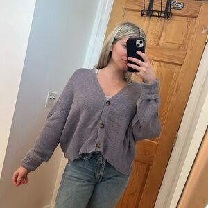 Trendy/Boho free people Purple Button-Up Cardigan